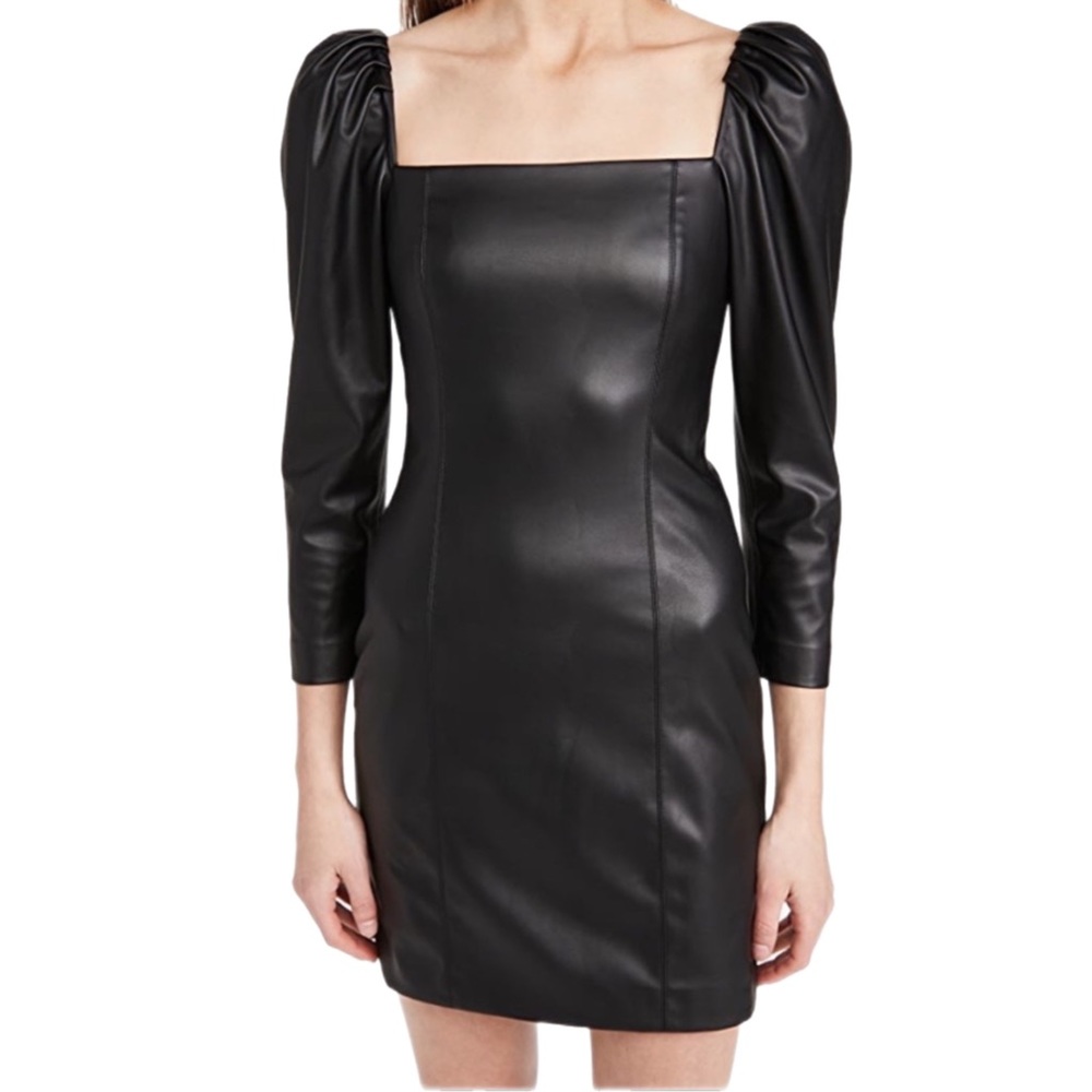 Alice and Olivia Frances Vegan Leather Mini Dress